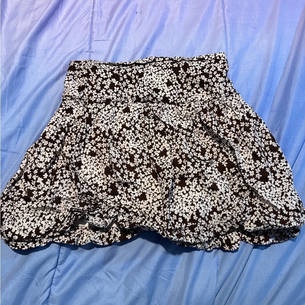 Speechless Brown and White Floral Skirt